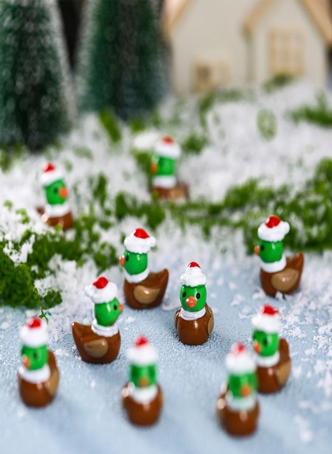 Arrowbash مجموعة أروباش من 100 قطعة من تماثيل البط البري الصغيرة المصنوعة من الراتنج مع قبعة سانتا، زينة عيد الميلاد، هدايا مثالية لحفلات الكبار - Image 3